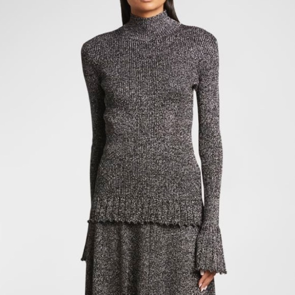 Proenza Schouler White Label Avery Sparkly Knit Top Large L Party Festive Metall - Picture 1 of 13